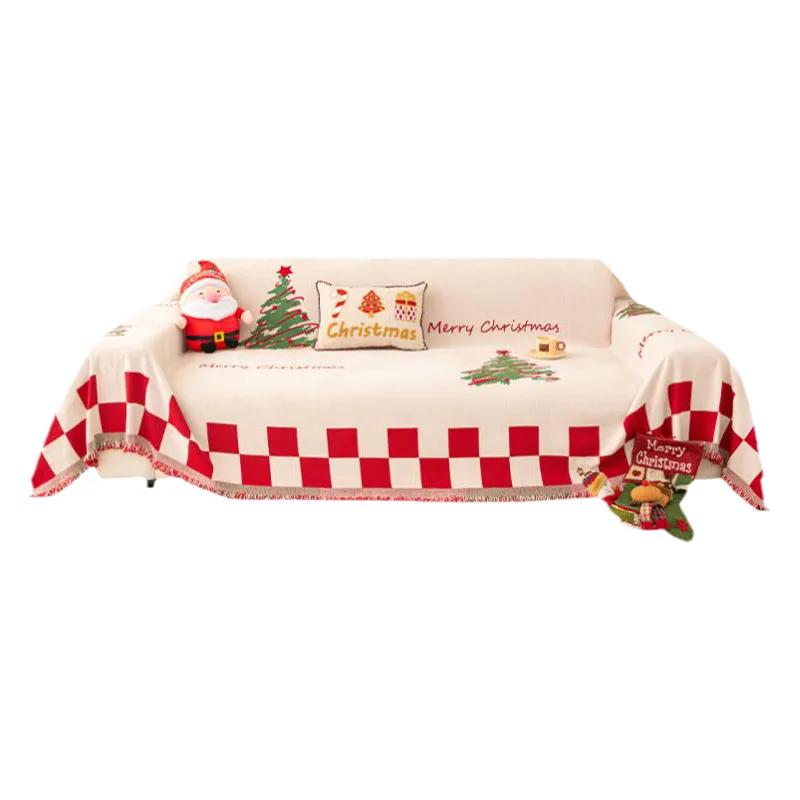 Чехол для дивана с рождественской атмосферой, подходящий для всех сезонов, праздничное одеяло для дивана, высококачественная декоративная подушка для дивана в гостиной