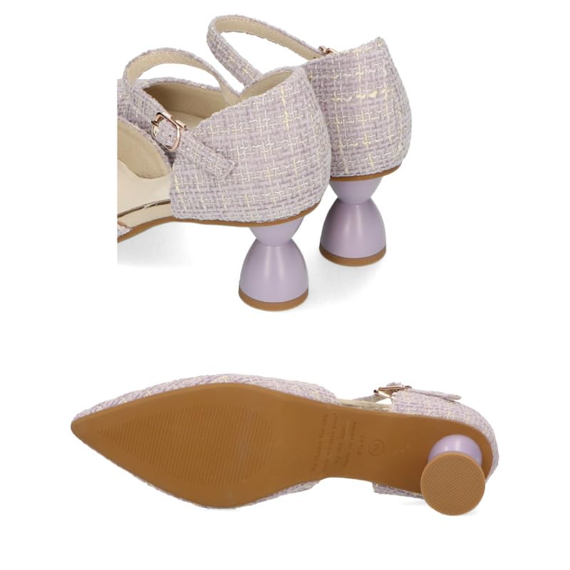 Раздельные Деформированные Заостренные Синтетические Легкие для Ходьбы см [Oriental Traffic] Туфли-лодочки, Ремни, Каблук, Носок, Кожа, в, 41123, Женские, ЧЕРНЫЙ, 22.5