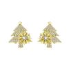 Серьги-пусеты в виде рождественской елки Huitan для женщин, золотого цвета/серебристого цвета, сверкающие цирконы, аксессуары для ушей, изысканный подарок, праздничные украшения