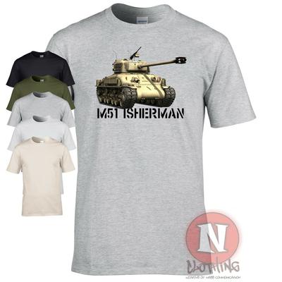 Футболка с изображением танка M51 I Sherman, Super Sherman, военная техника союзников, WOT, армия США.