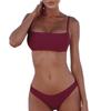 Сплошной цвет женщин мягкий беспроводной ремень бюстгальтер трусы купальники пляжный комплект бикини