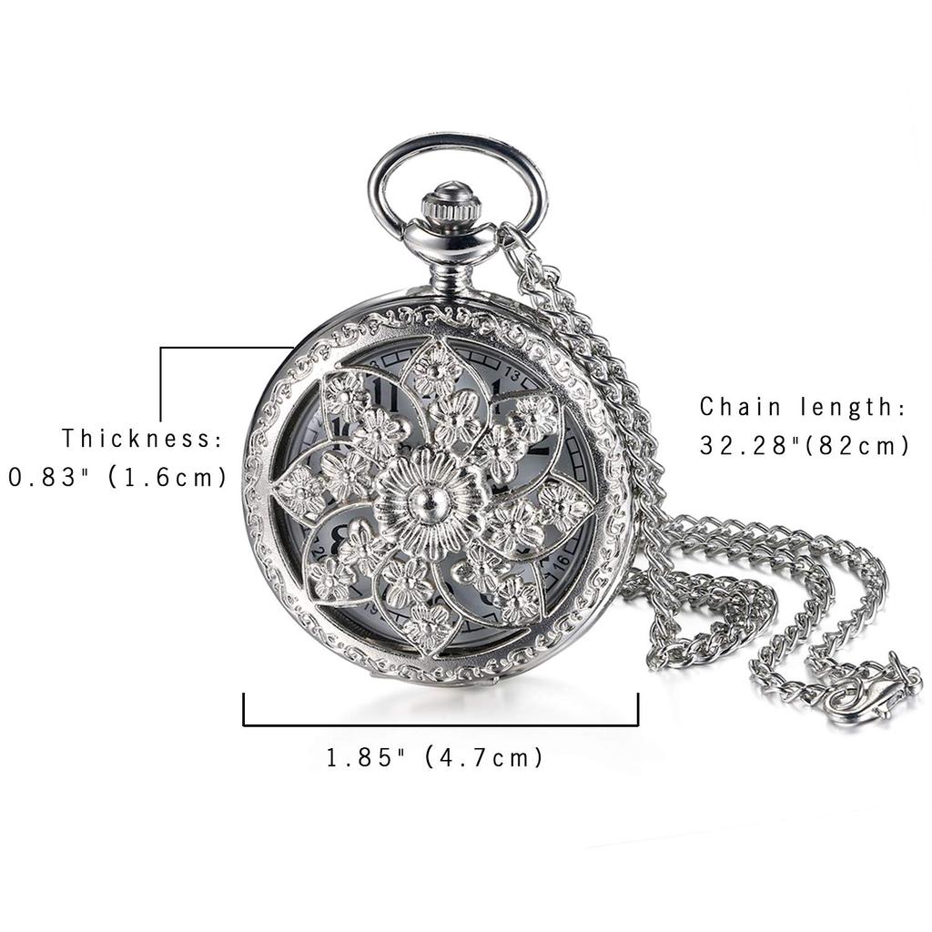 JEWELRYWE карманные часы Sasanqua цифры аналоговые водонепроницаемые скелетон корпус антикварные карманные часы кулон ожерелье часы серебро повседневное использование косплей