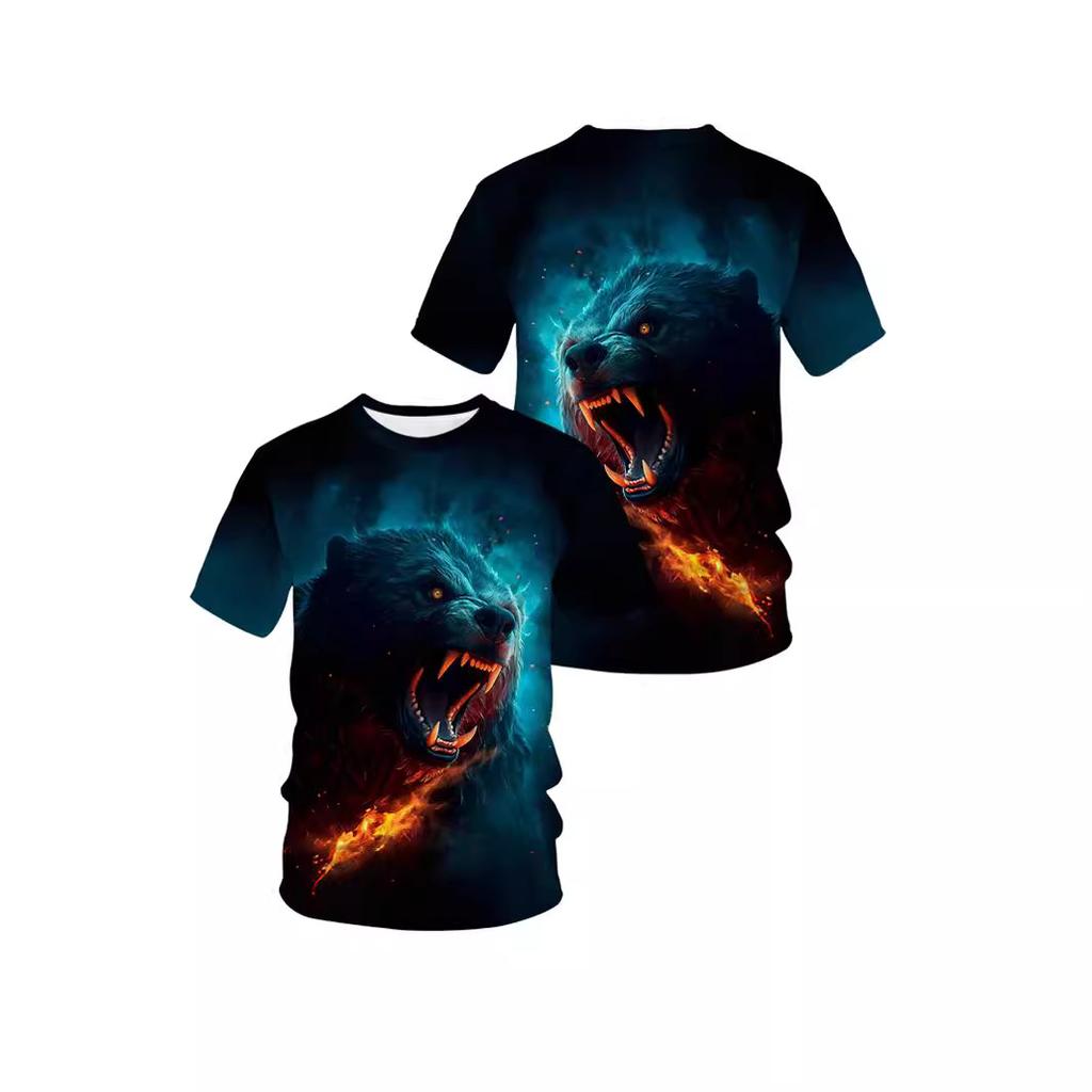 Летние мужские футболки с 3D принтом тигра и дракона, модные повседневные спортивная одежда с круглым вырезом и короткими рукавами, уличная одежда, топы большого размера