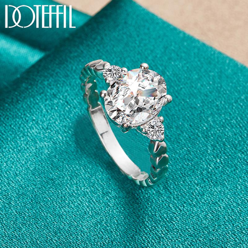 925 Sterling Silver AAA Zircon Ring, Fashionable Wedding Jewelry