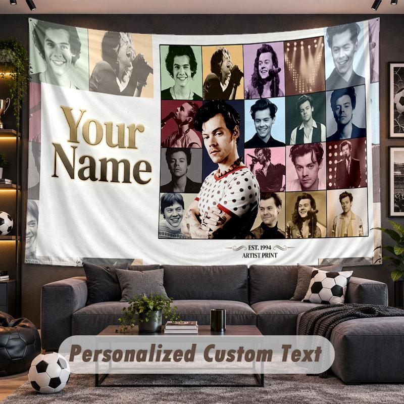 Wall Hanging Tapestry Custom NameHarry Styles Pattern Personalized Printed Fabric Wall Decor