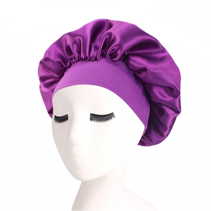Soft Silk Hair Bonnet With Wide Band Comfortable Night Sleep Hat Hair Loss Cap