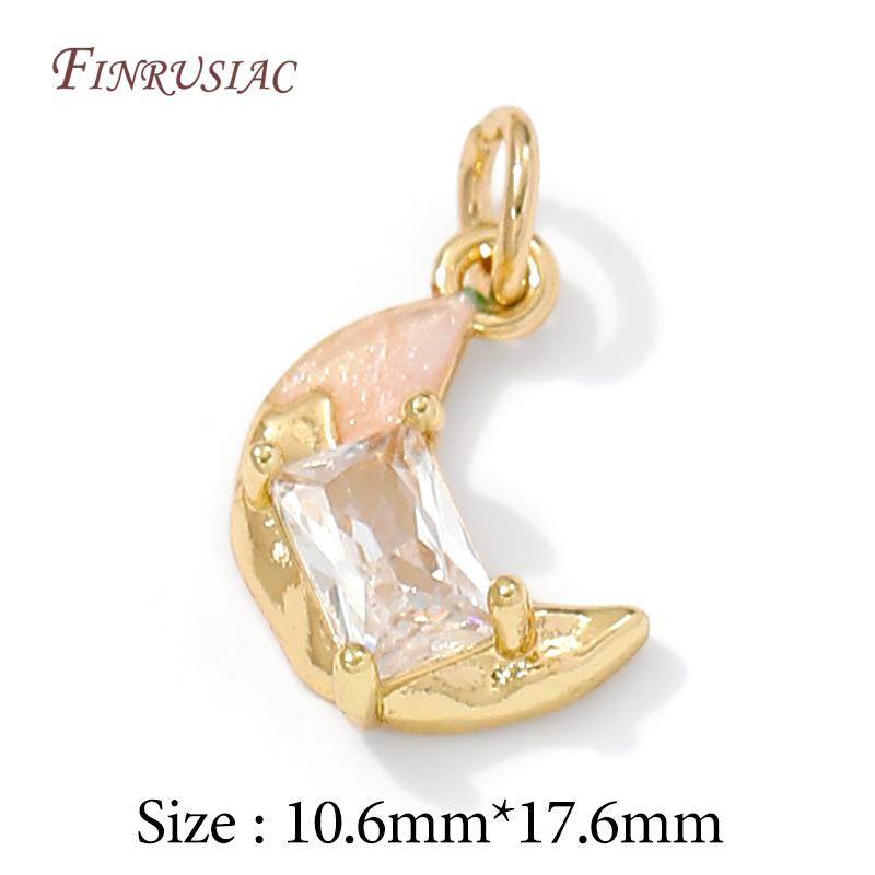 14K Gold Plated Enamel Charms with CZ Crystal,Heart Moon Pendant For DIY Jewelry Making,DIY Bracelet Necklace Earring Supplies