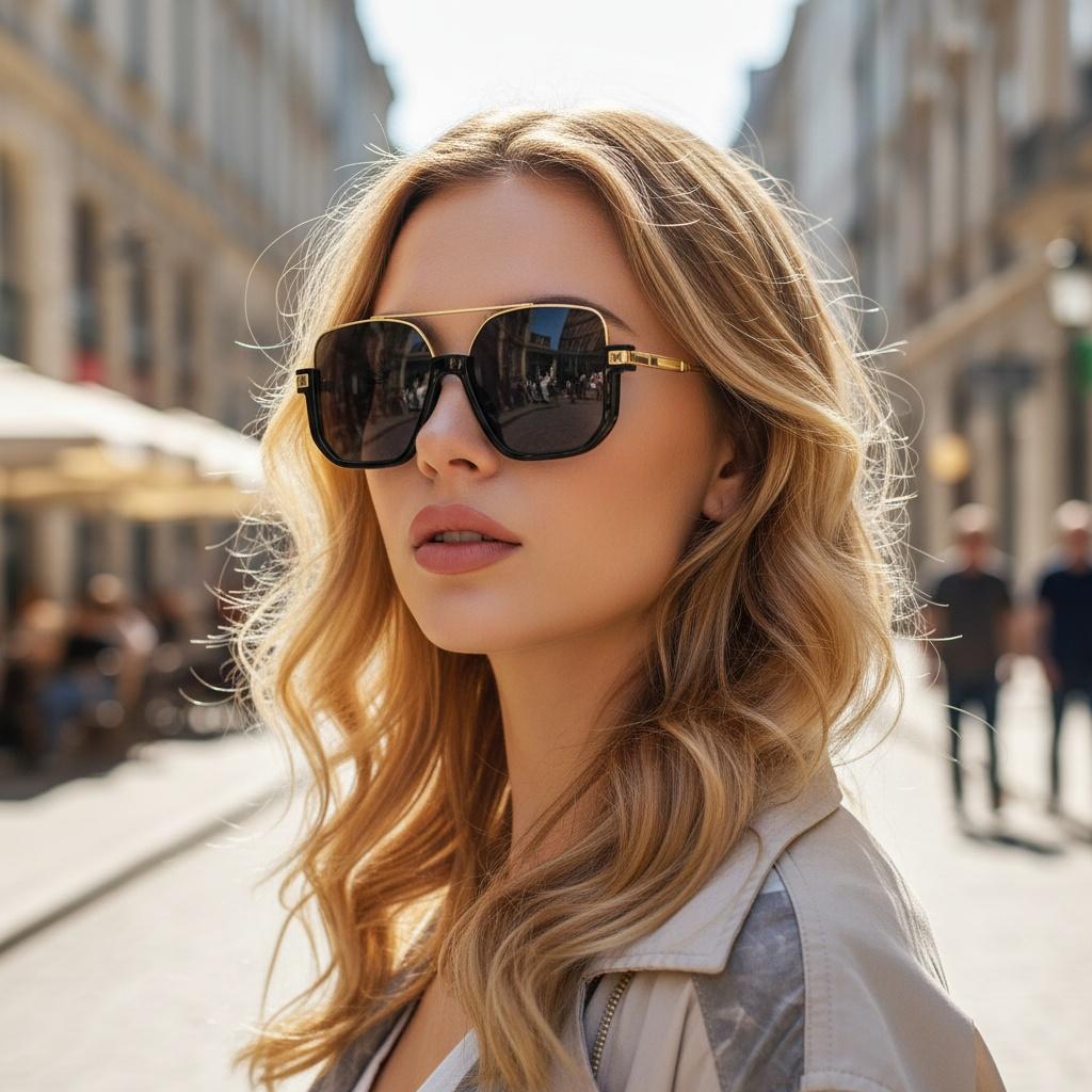 Minimalist Style Oversized Square Sunglasses, Sun Protection & UV Resistant, Atmosphere-Creating Streetwear Sunglasses 2411