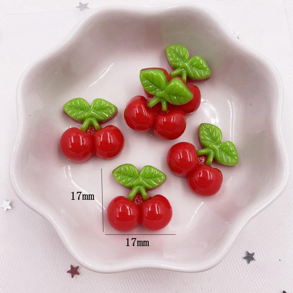 Resin Lovely Fruit Cherry Flatback Cabochon Stone Figurines Applique Home Decor Crafts 20pcs DIY Girl Bow Scrapbook Craft