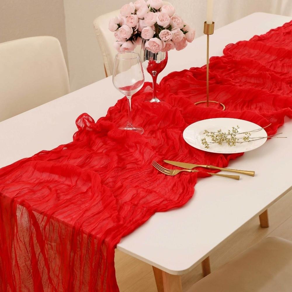Gift Semi Sheer Cheesecloth Table Runner 35×70 Inch Polyester Gauze Table Cloth Boho Table Decorations Wedding
