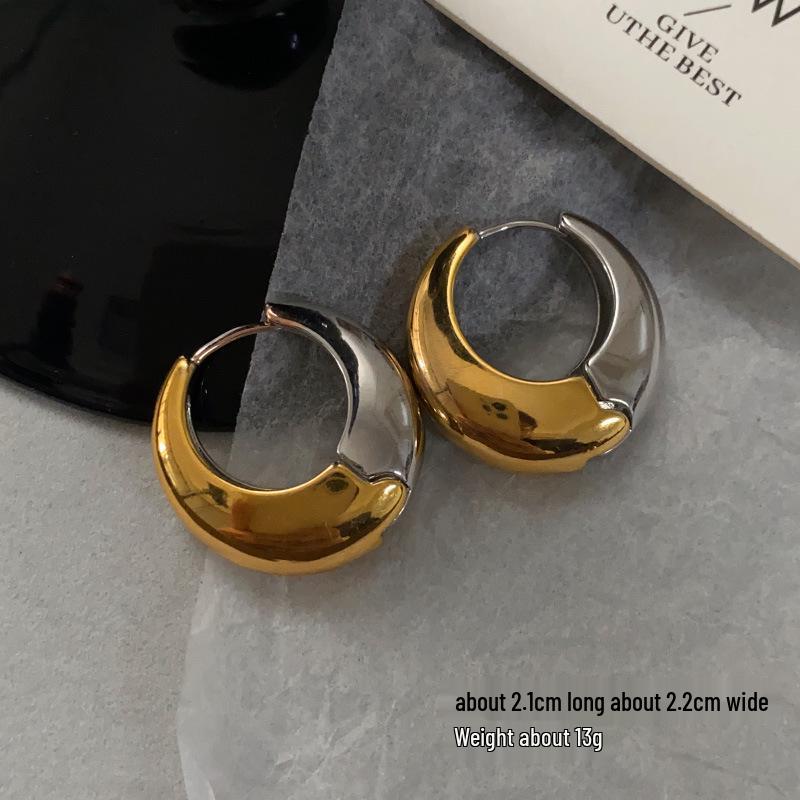 High-End Geometric Color Block Ear Cuffs: Unique European & American Style Water Drop Earrings for Women