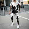 Octopus 3D Printed Short Sleeve T Shirt Long Pants 2 Piece Sets Outfit Suit Casual Oversized Cloth 2023 Summer Men Tracksuit