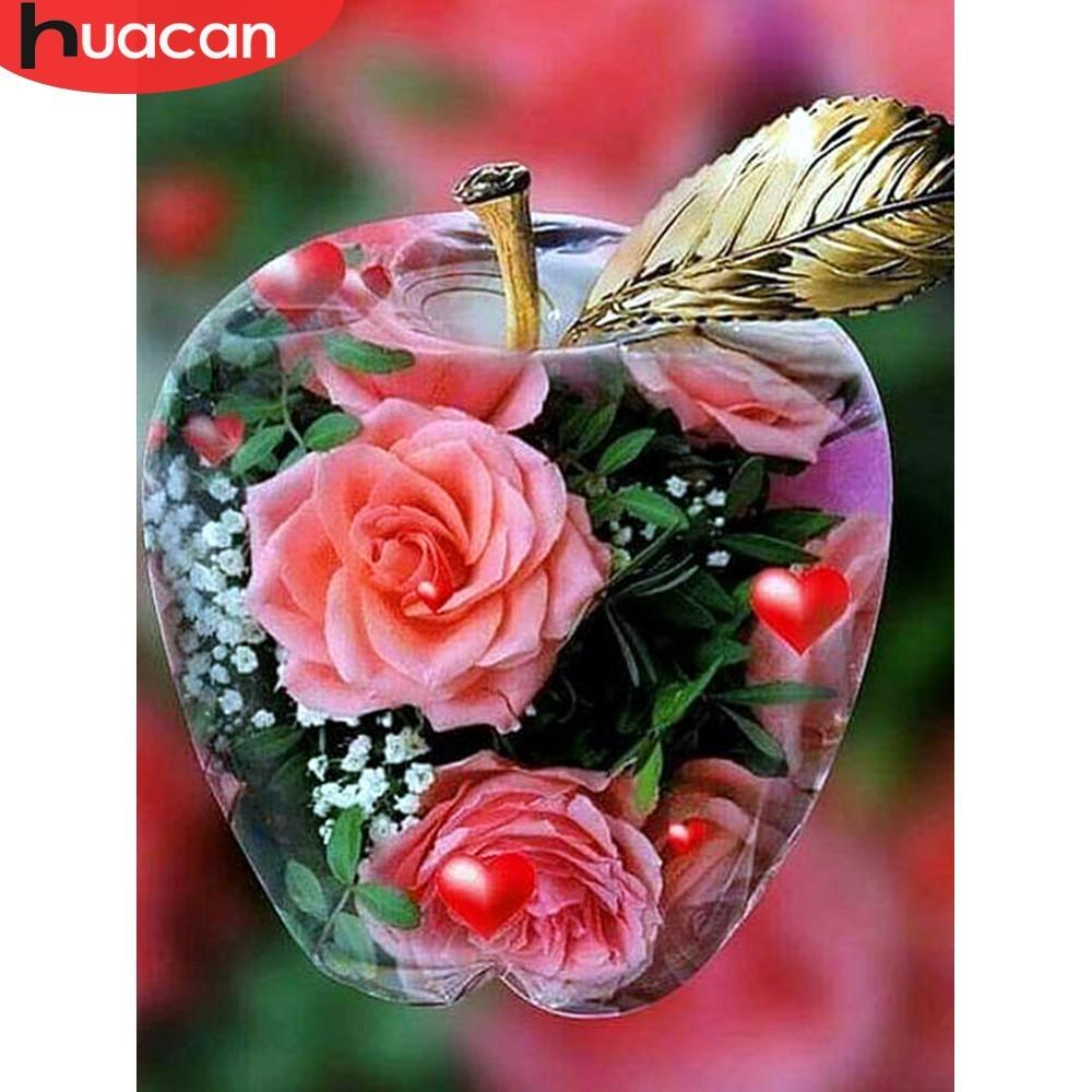 HUACAN Full Square Mosaic Diamond Embroidery Flower In Apple Crystal 5D DIY Diamond Painting