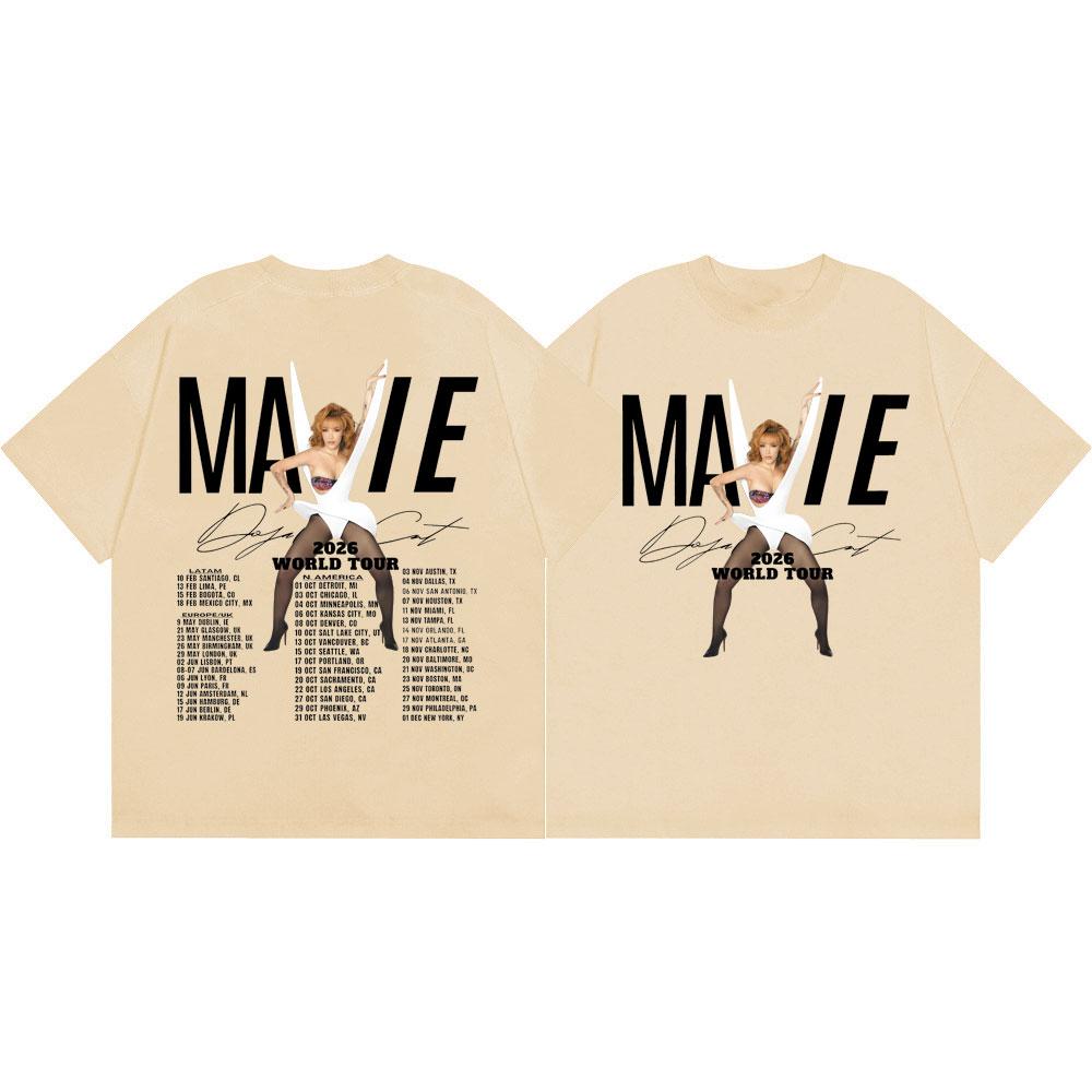 Rapper Doja Cat World Tour 2026 Graphic T Shirts Fashion Hip Hop Short Sleeve T-shirts Men Women Casual Loose 100%cotton T-shirt