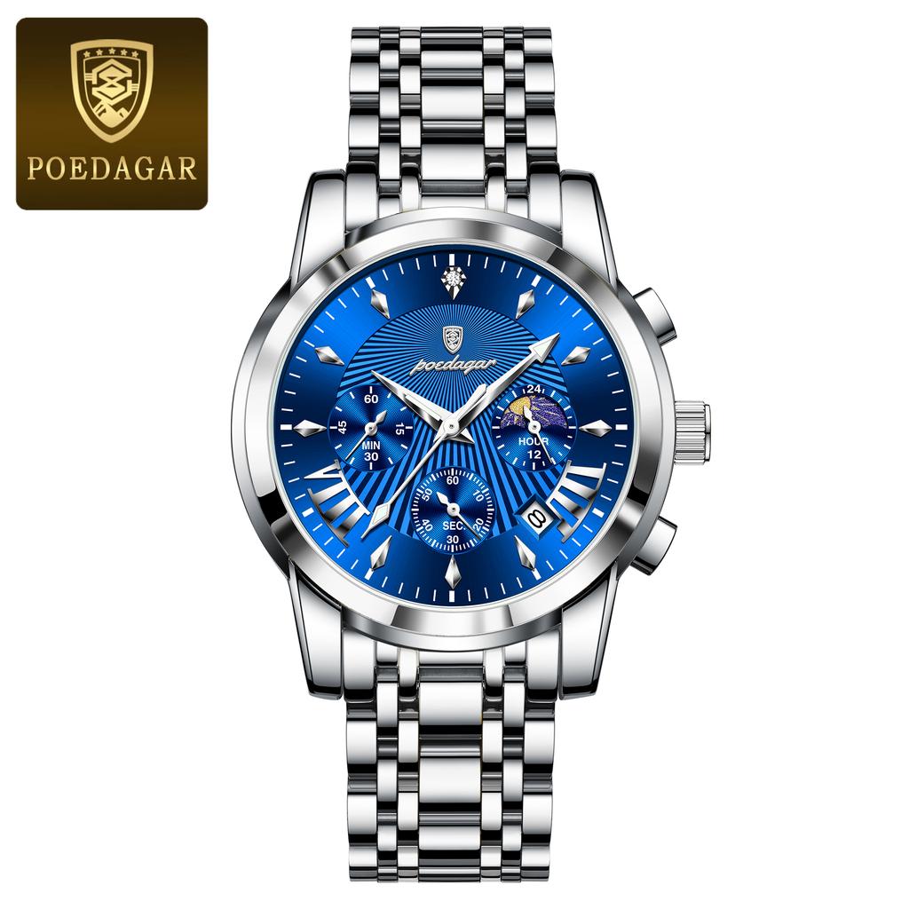 Роскошные модные часы мужские водонепроницаемые светящиеся часы с хронографом даты мужские кварцевые военные часы из нержавеющей стали для мужчин