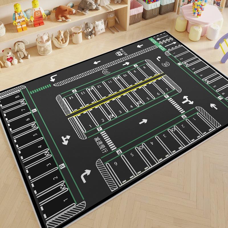 Parking Lot Child Crawling Game Track Road Traffic Cartoon Carpet Living Room Sofa Bedroom Bedside Floor Mat Non-slip Decor Rug