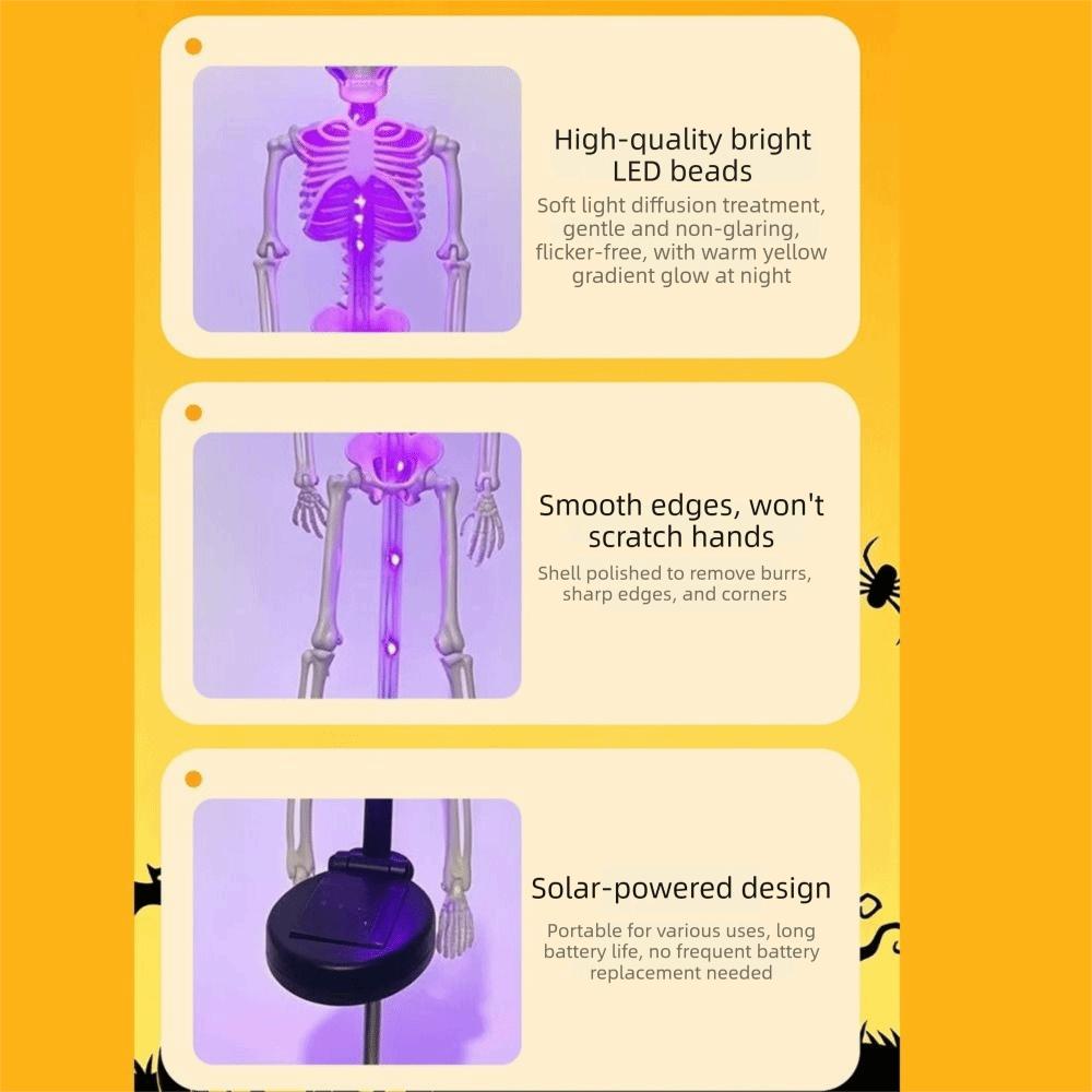 Waterproof Halloween Solar Stake Lights Realistic Skeleton Skull Festive LED Lights Outdoor Garden