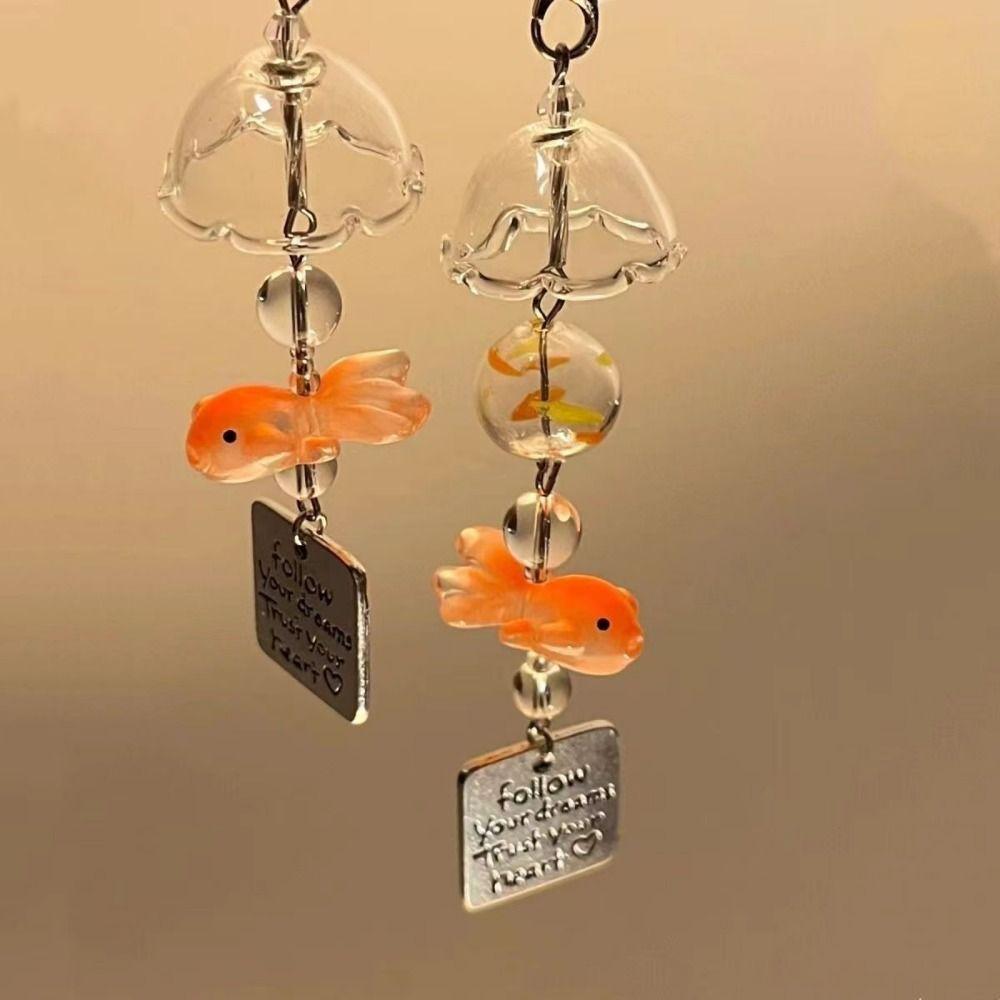 Bag Hanging Goldfish Bead Keychain Car Decor Key Ring Cute Bead Phone Chain Students