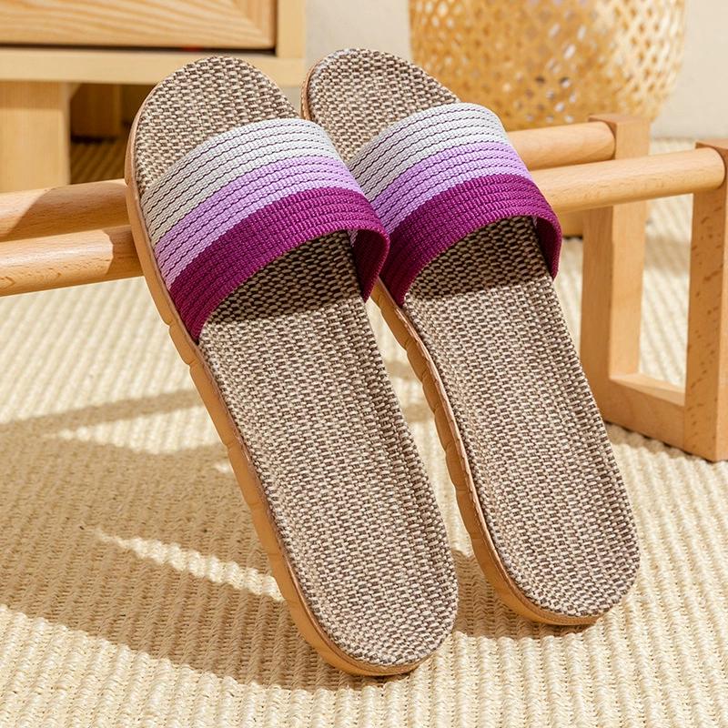 Linen Sandals for Home Use, Thick Soled Grass Woven Rattan Woven for Men and Women, Indoor Non Slip and Odorless Feet, Summer