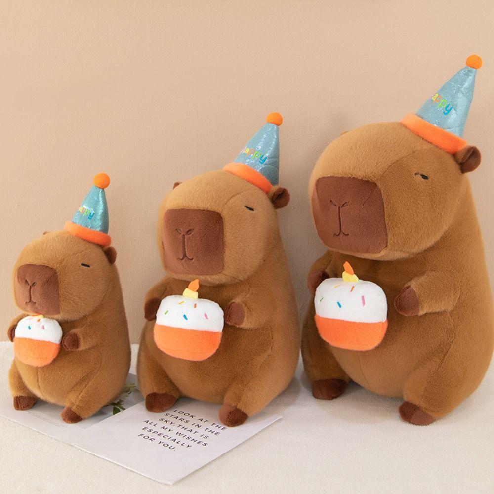 PP Cotton Capybara Plush Doll Happy Birthday Hat Capibara Anime Stuffed Doll  Children Girl