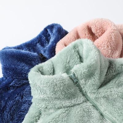 Женская куртка из кораллового флиса, теплая флисовая куртка для улицы, с коротким и длинным рукавом, свободного кроя, флисовая куртка на осень и зиму, со стоячим воротником, утолщенная