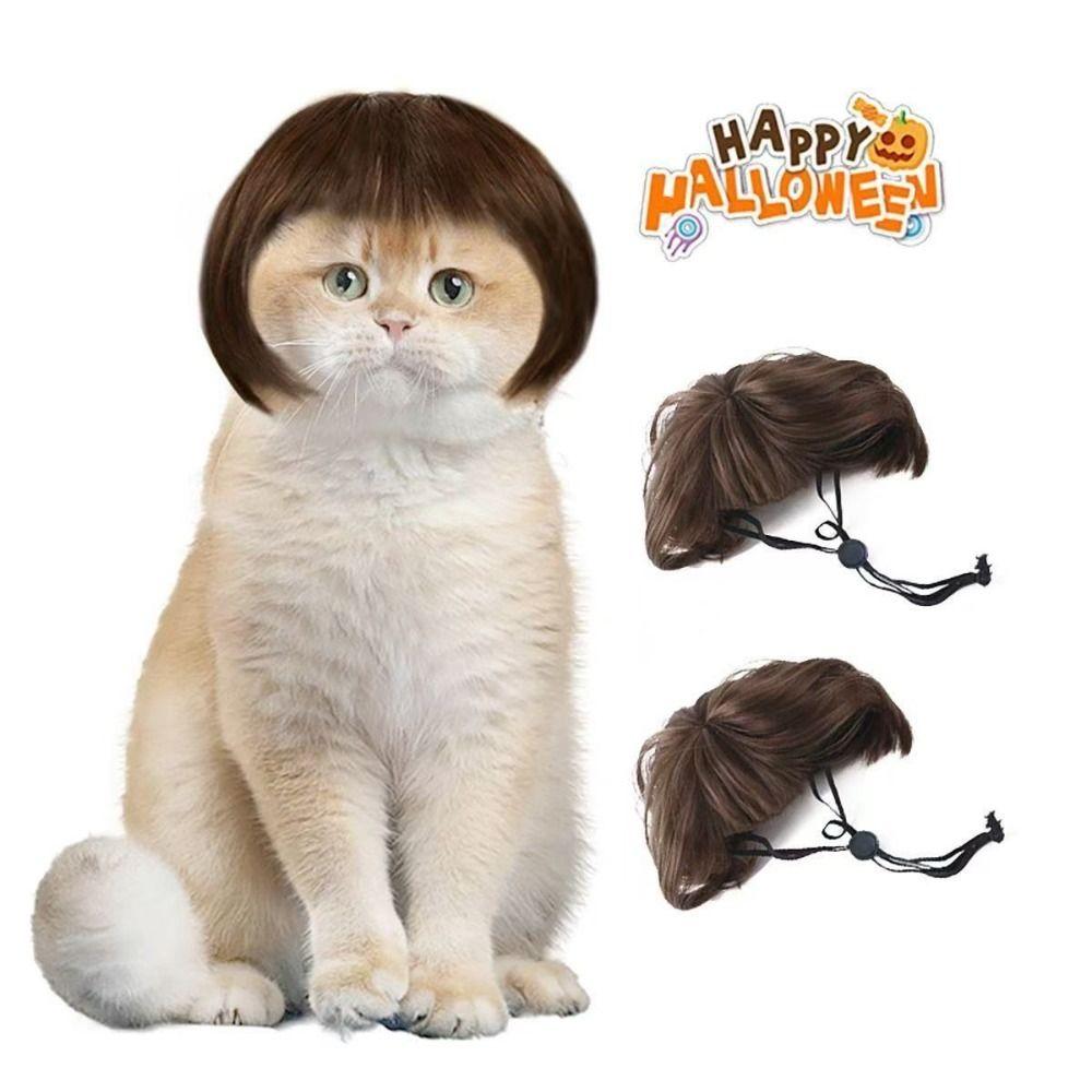 Bangs Style Cat Wig Fluffy Texture Dog Wig Funny Pet Headwear Cosplay Wig Costume Party