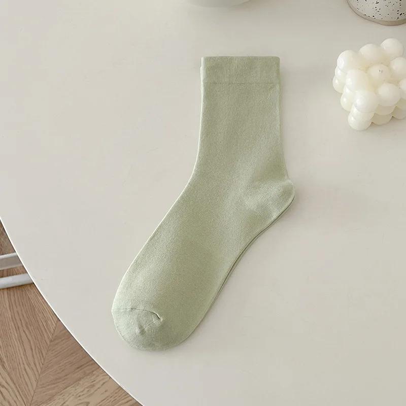 Женская мода Harajuku Streetwear средние носки-трубы японские милые девушки однотонные хлопковые длинные носки