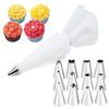 Reusable Pastry Bag + Stainless Nozzle, Kitchen DIY Cake Icing Piping Cream Decorate Tool, Silicone Pastry Bag Tips