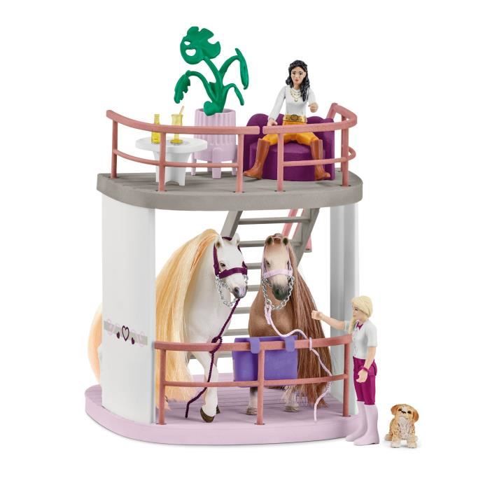 Écurie Schleich Salon de Beauté Sofia's Beauties avec Accessoires de Pansage et Figurines Schleich Chevaux - Coffret de 99 Pièces