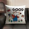 Cute Bobo the Mouse Cushion Cover Summer Breathable Linen Organic Fabric Double-Sided Printing Sofa Pillow Case Home Decor