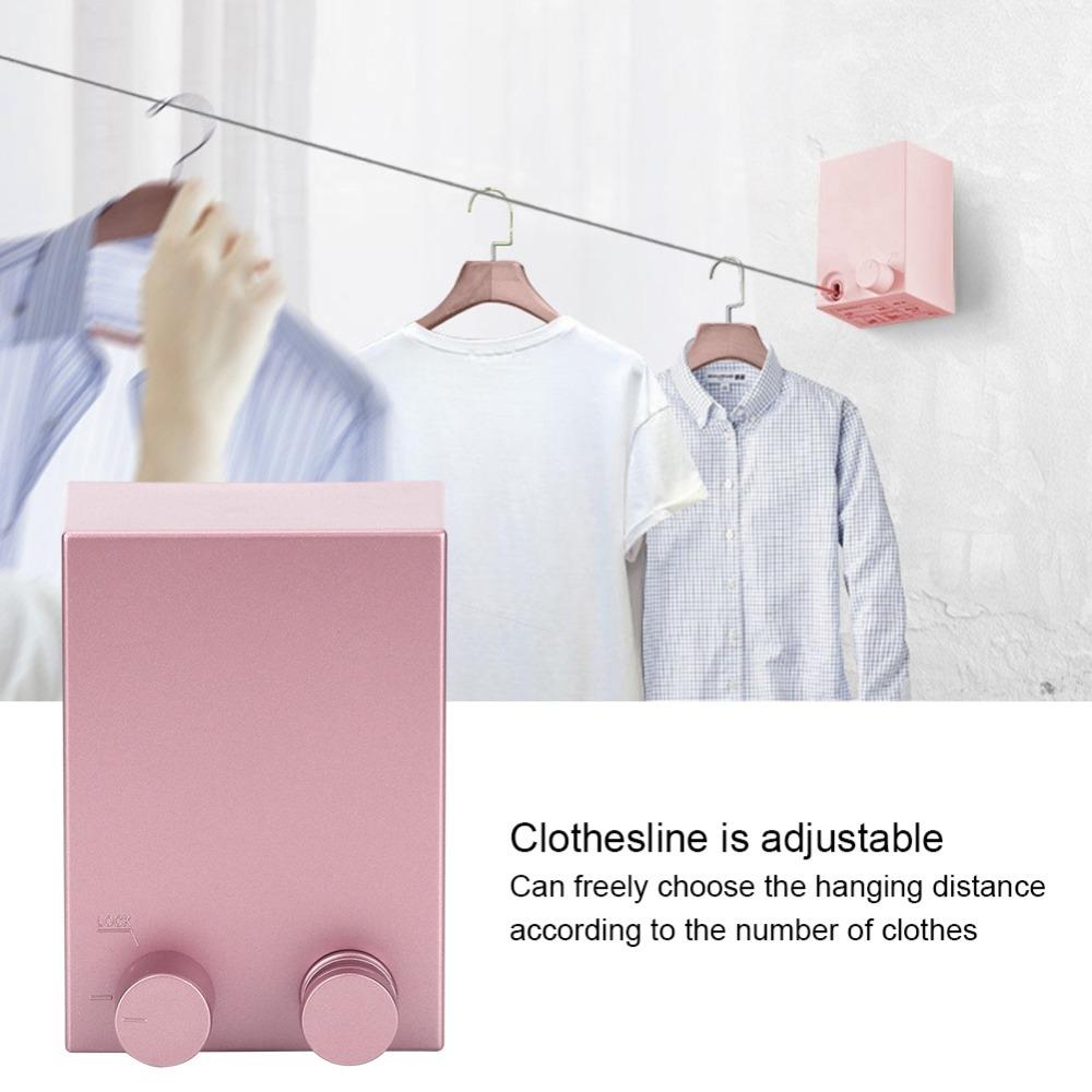 Gold Pink Retractable Clothesline Stainless Steel ABS Steel Rope Clothesline Indoor Outdoor