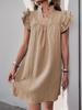 Летнее свободное прямое платье - Повседневное отпускное платье со стойкой воротником однотонное европейской и американской моды