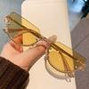 New  Vintage Half Frame Cat Eye Sunglasses Women Luxury Brand Designer Sun Glasses Punk Popular Diamond Metal Eyewear Uv400
