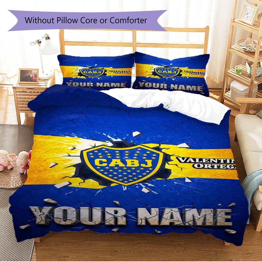 Name Custom Boca Juniors Pattern Bedding Set Quilt Cover Pillowcase Home Decor Gift (1 * duvet cover + 2 * pillowcase, without core)