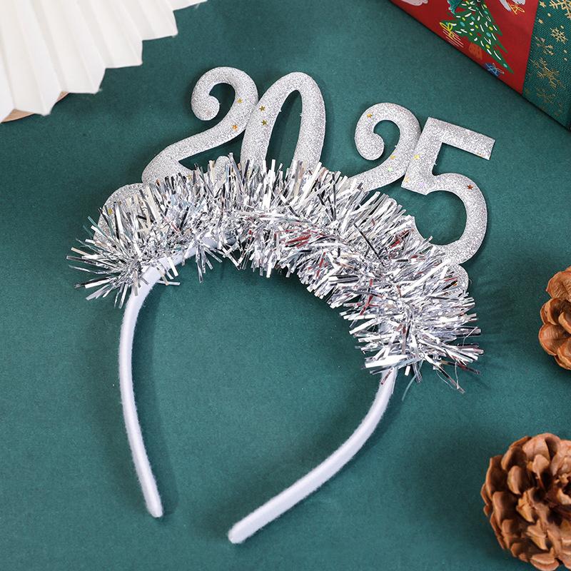 1 шт. новогодние диадемы повязка на голову 2025 Eve Supplies Happy головной убор цветной цифровой обруч для волос украшение для рождественской вечеринки
