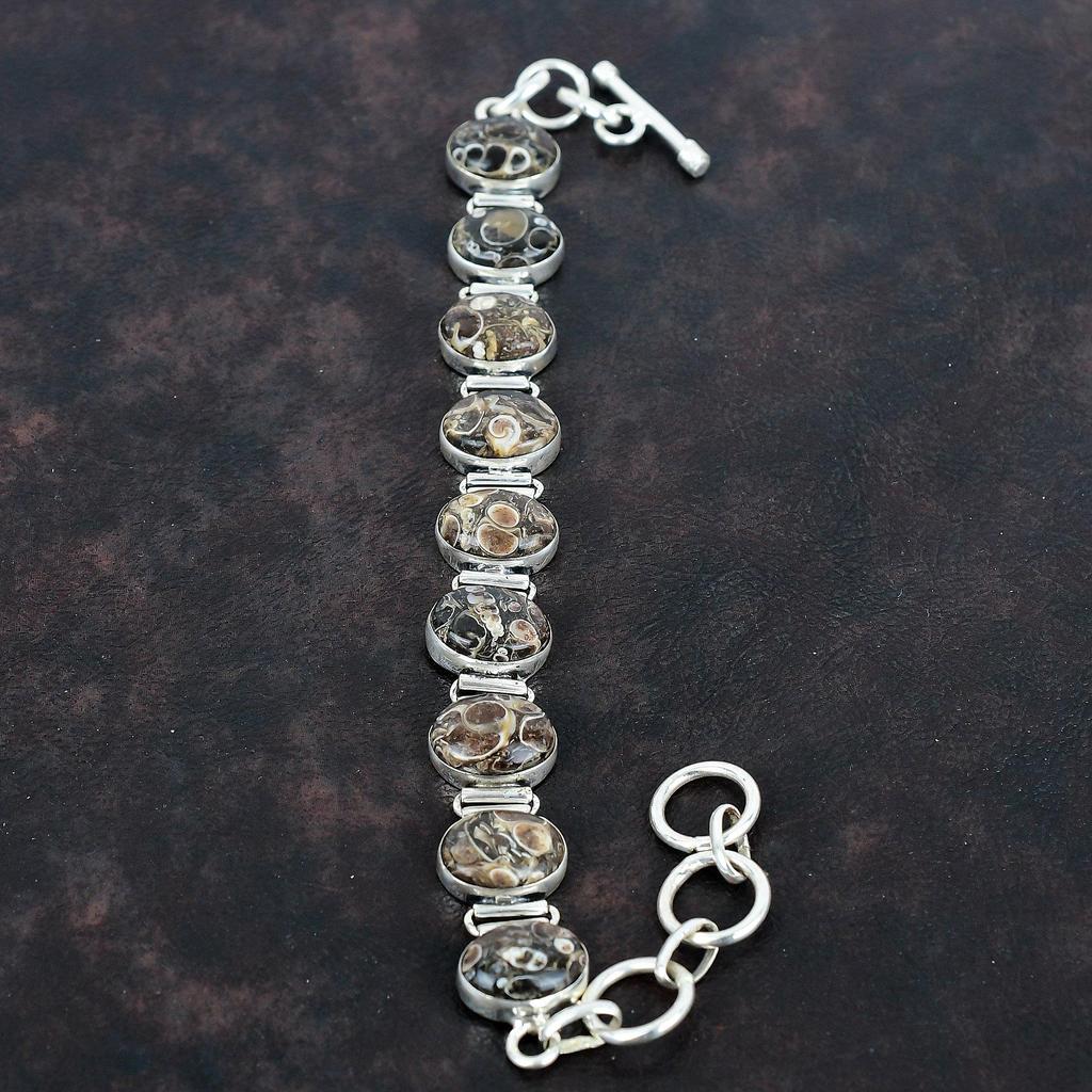 Браслет из агата туррителла, ювелирное изделие из драгоценного камня, браслет из стерлингового серебра 925 пробы, регулируемая цепочка, браслет ручной работы, совершенно новые ювелирные изделия, подарки для женщин