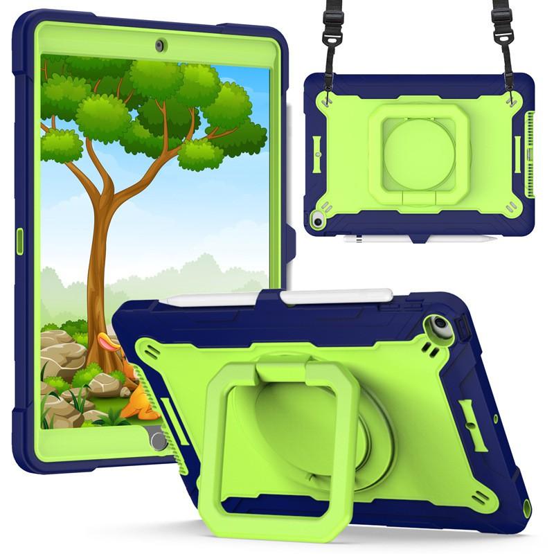 Silicone Kickstand Case IPad 8th Gen 10.2 Inch With Detachable Wrist Strap Shockproof Anti-Fingerprint Dual-Tone Design