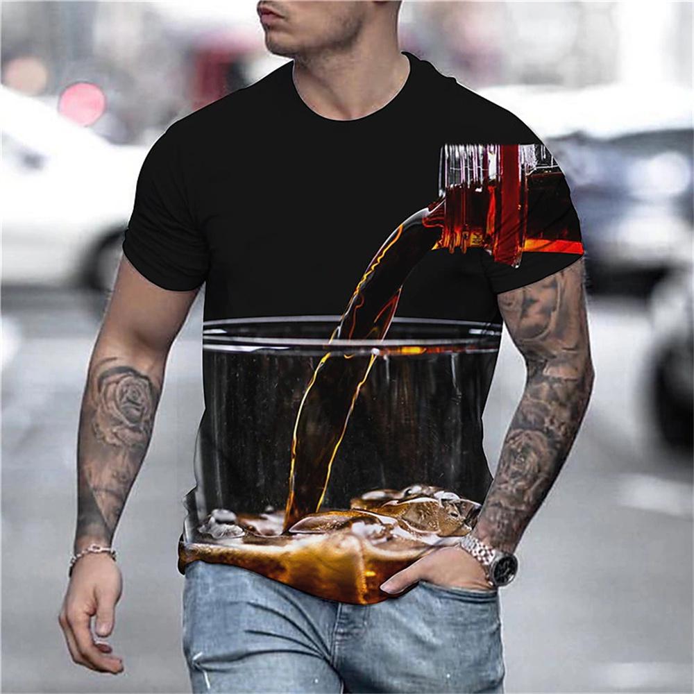 Мужская футболка с 3d принтом пива, забавная мужская рубашка, повседневная летняя уличная футболка унисекс, верхняя мужская одежда