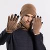 Winter Warm Hat Gloves Scarf Three-Piece Set Winter Men's Outdoor Cold Protection Fleece Knitted Woolen Cap