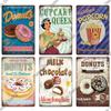 Putuo Decor Donuts Dessert Vintage Plaque Metal Plate Tin Sign Wall Art Decor Retro Poster for Kitchen Cafe Home Iron Painting