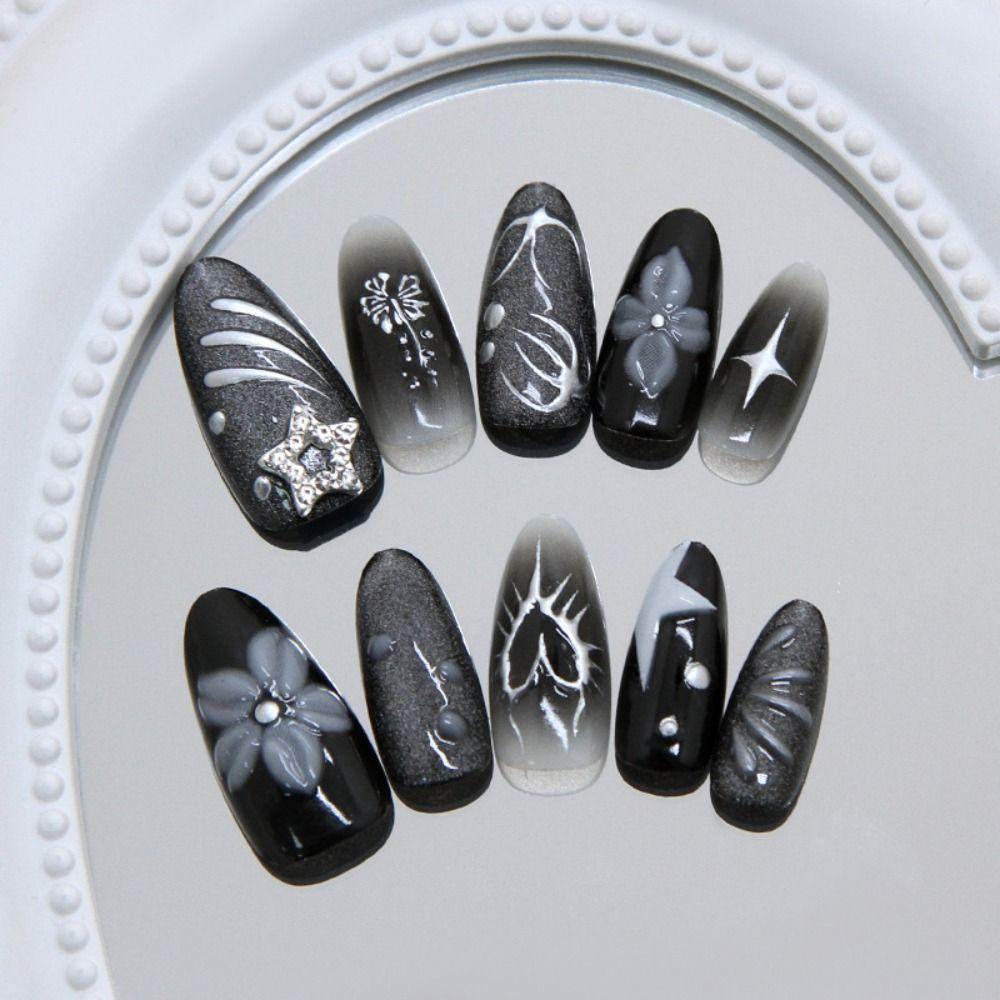 French Fake Nails Cat Eye Press on Nails Manicure Nail Tips DIY