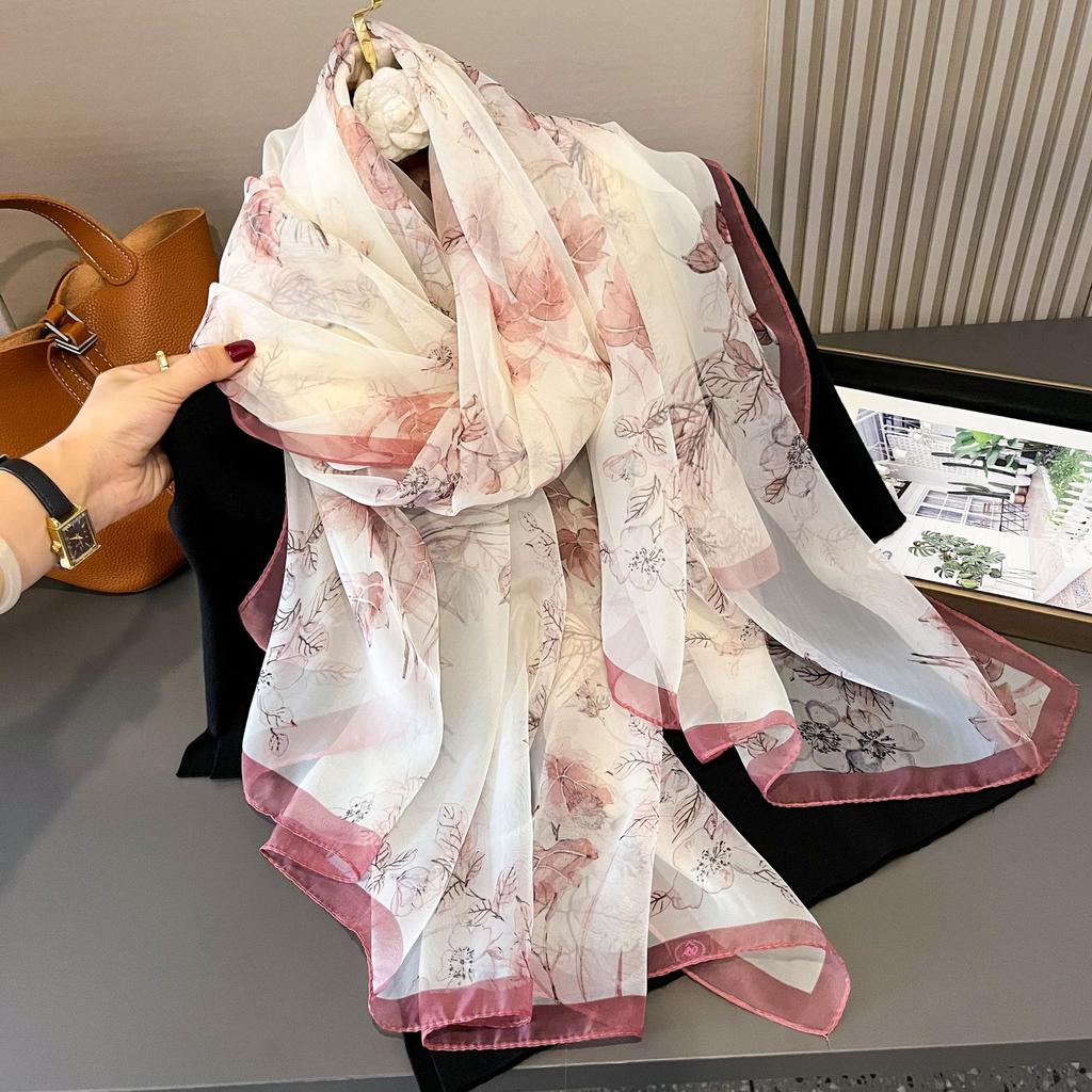 Women's Fashion Scarf Polyester Mature Style with Plant Pattern - Large Beach Shawl Wrap, Decorative Sun-Proof and Windproof