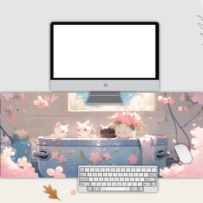 Cute Cats Mouse Pad Various Office Aesthetics Table Mats Oversized Cartoon Mouse Pads Girls Study Desk Pads With Edge Locking