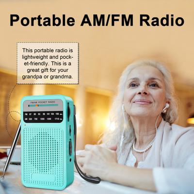 Портативное AM/FM-радио с динамиком, чистым стереозвуком, портативное радио на батарейках с разъемом для наушников 3,5 мм