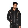 Men's Trendy Iron Ring Cutout Zipper Hoodie Cardigan with Eyelet Design