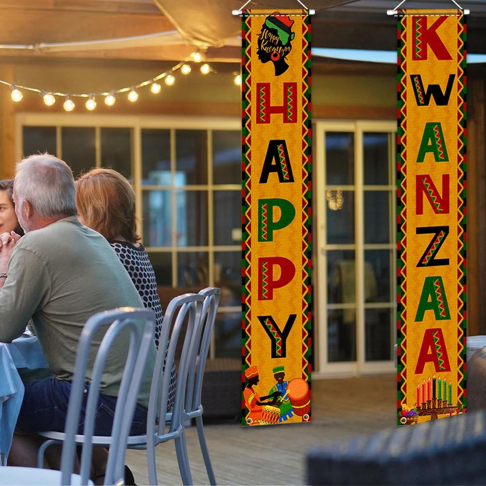 Vintage Happy Kwanzaa Decorations Door Banner Happy Kwanzaa Banner Harvest Backdrop ns Heritage Welcome Porch Sign for ns Heritage Holiday