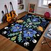 Floral Embroidery Pattern In Blue and Orange Patterned Carpet a Non Slip Rug Suitable for All Seasons and Any Setting, Gift