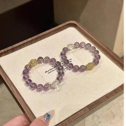 Ladies Pure Amethyst Beaded Bracelet, Natural Fresh Ornament for Travel Gift