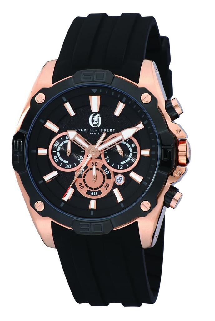 Charles Hubert, Paris Chronograph Date Watch 3985-RG Men's Black