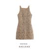 Kaslead New Women Clothes Western Style Fashion Simple Slim Fit Beads Decoration Graceful Dress